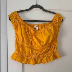 Vibrant Yellow Blouse with Ruffle Detail